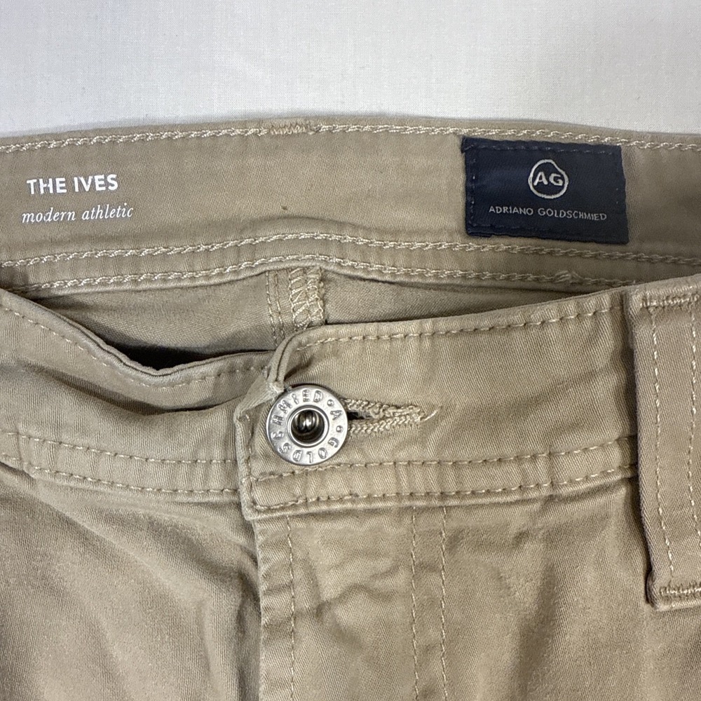 JEANS MODERN ATHLETIC AG Adriano MENS 30X34 Goldschmied Ives Stretch TAN BRN - Picture 3 of 9